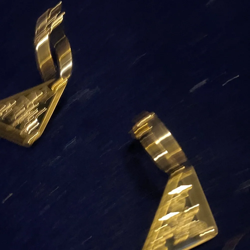 Prada Gold Logo Triangle Earrings - Picture 5 of 7